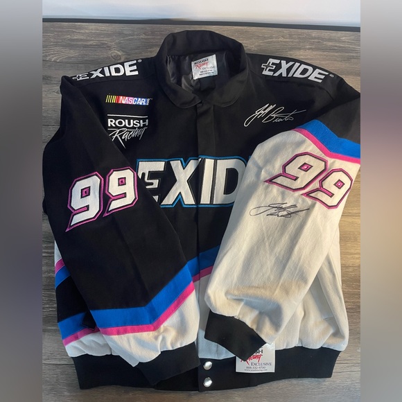 Vintage Autographed NASCAR 2000 Jeff Burton #99 Exide Adult XL Pit Jacket - Picture 2 of 14